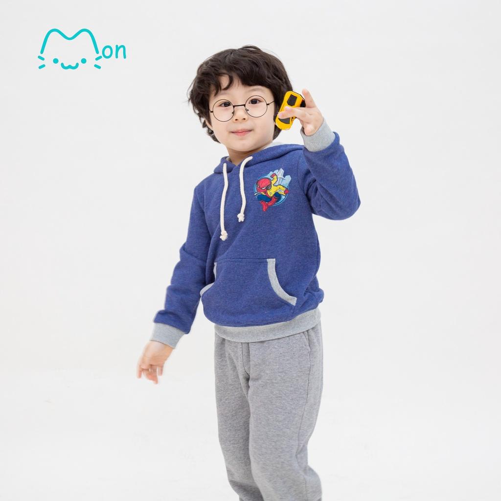 Bộ nỉ hoodie thu đông cho bé trai chất liệu nỉ chân cua cao cấp MonBabies BMNT22W011