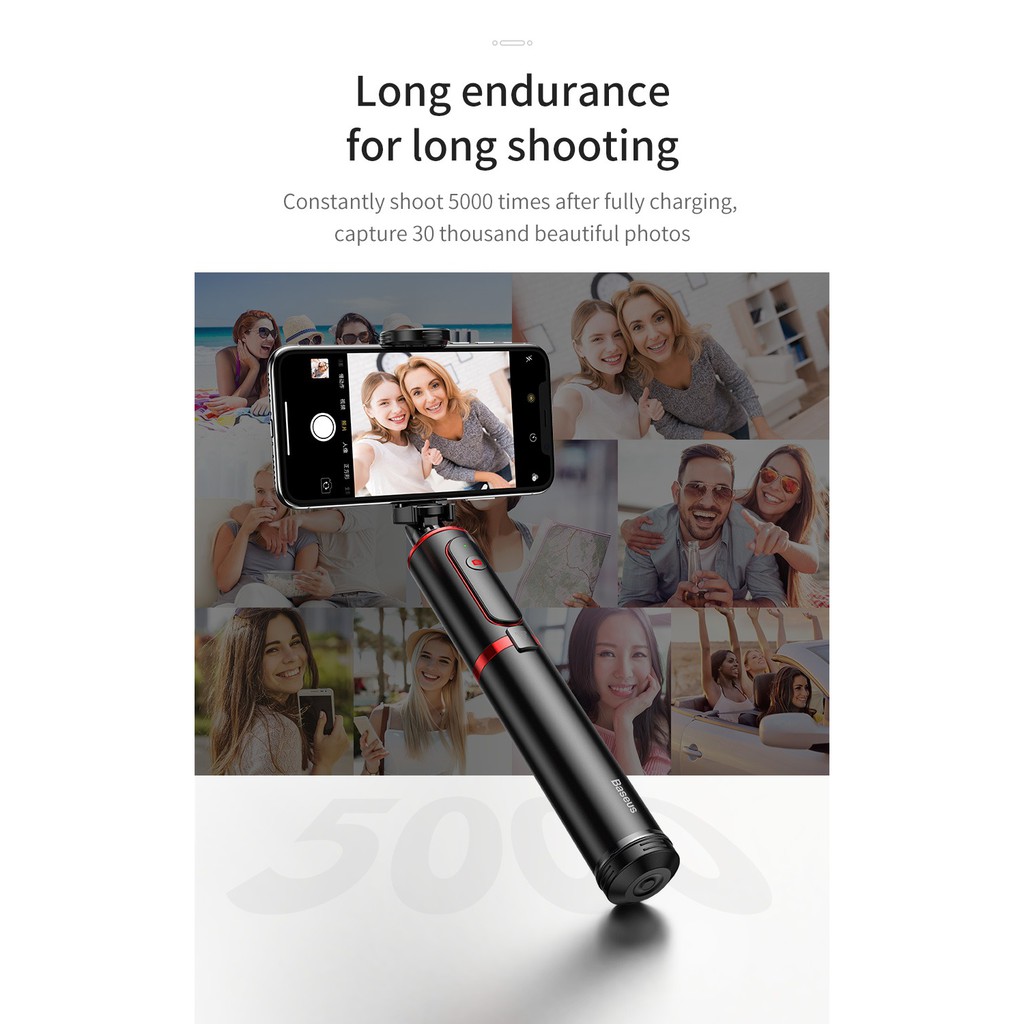 Gậy Selfie Chụp Hình Tự Sướng Tích Hợp Tripod Hỗ Trợ Live Stream Baseus Fully Folding Selfie Stick Kèm Remote Bluetooth Baseus - Hàng Chính Hãng