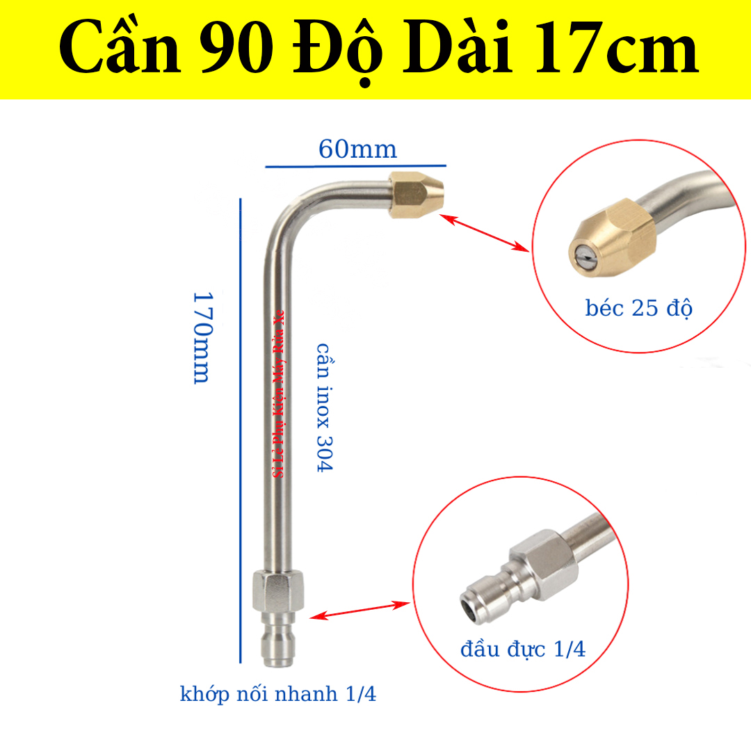 Cần xịt vệ sinh máy lạnh điều hòa dạng cong gắn dây rửa xe ren 22mm thông dụng