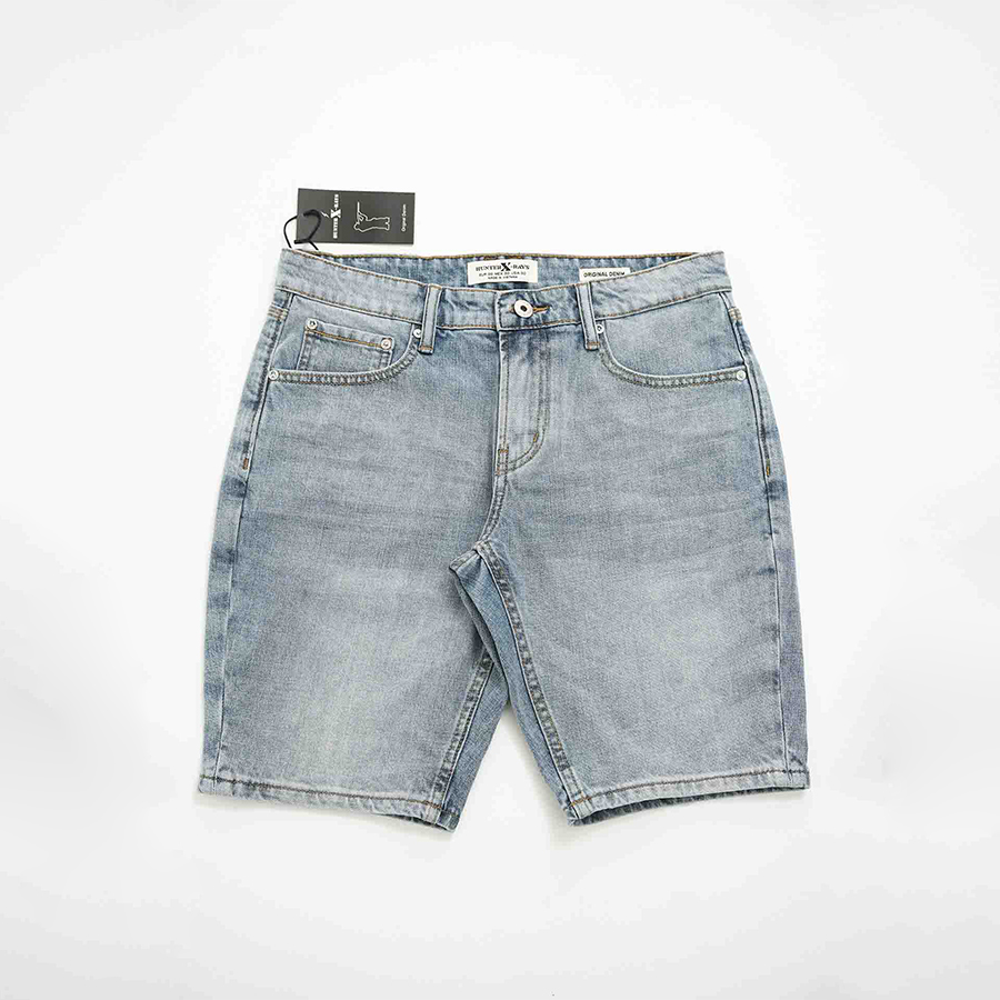 Quần Short Jeans Nam Cao Cấp HUNTER X-RAYS Form Slimfit Thun Nhẹ Màu Xanh Nhạt S40
