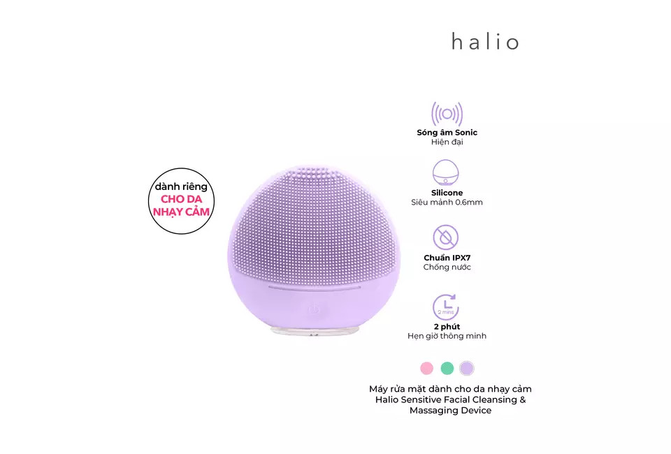 Combo Bàn chải điện Halio Sonic Toothbrush PRO Periwinkle Và Máy Rửa Mặt Cho Da Nhạy Cảm Purple Rain