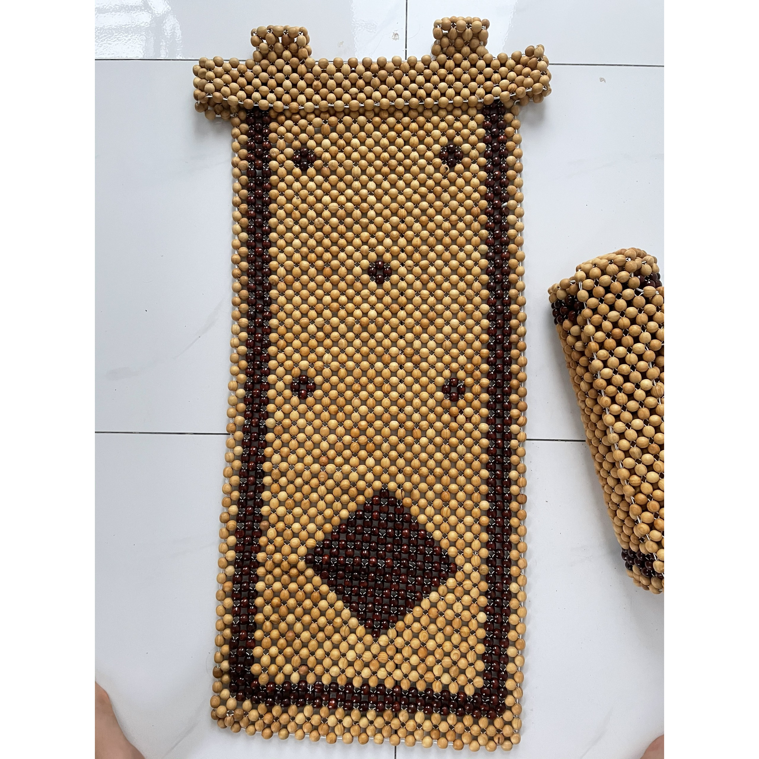 Lót ghế ô tô gỗ thông mix hạt hoa văn cao cấp  dùng cho tất cả các loại xe - tặng kèm tinh dầu treo xe