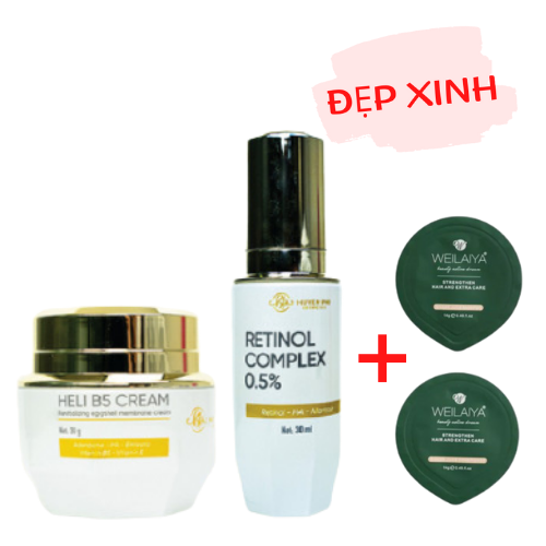 Combo phục hồi da cao cấp Huyền Phi (Retinol + Heli B5 Cream) Tặng Kèm Gội (Xả) Mini Weilaiya Ngẫu Nhiên