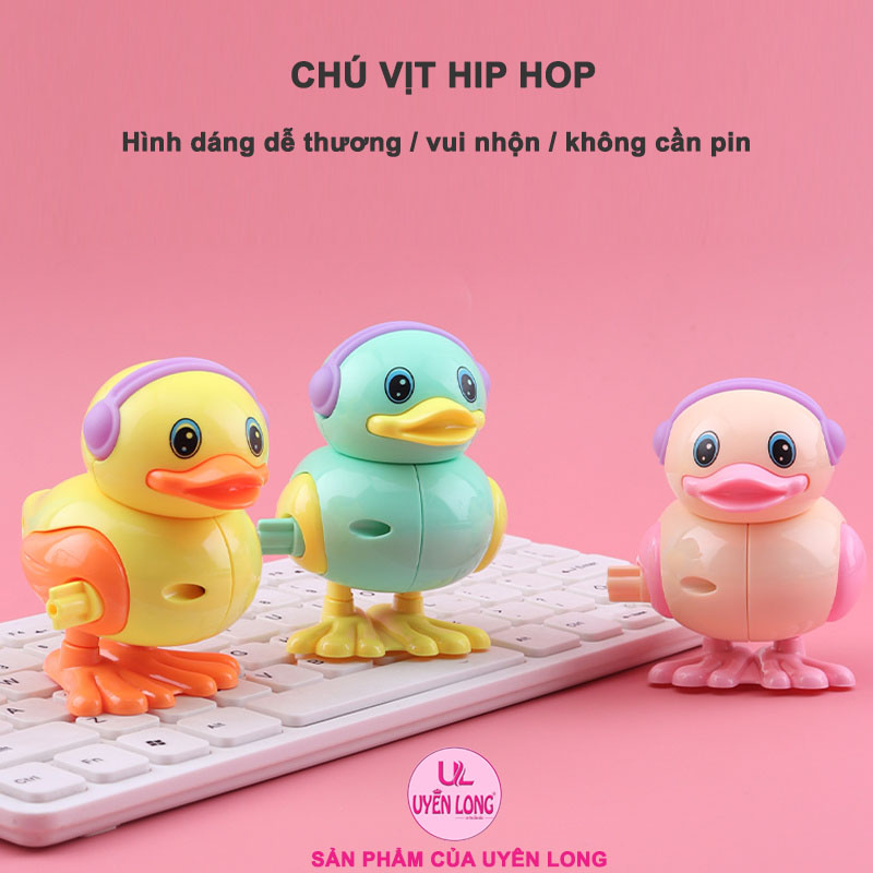 Đồ Chơi Vịt Hip Hop Vặn Cót, Hình Dáng Dễ Thương, Màu Sắc Nét, Nhựa ABS Tròn Mịn Không Làm Đau Bé