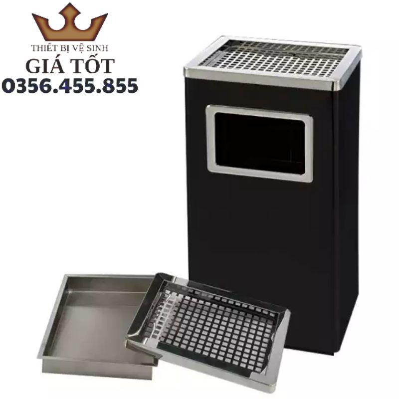 Thùng rác inox gạt tàn hình chữ nhật