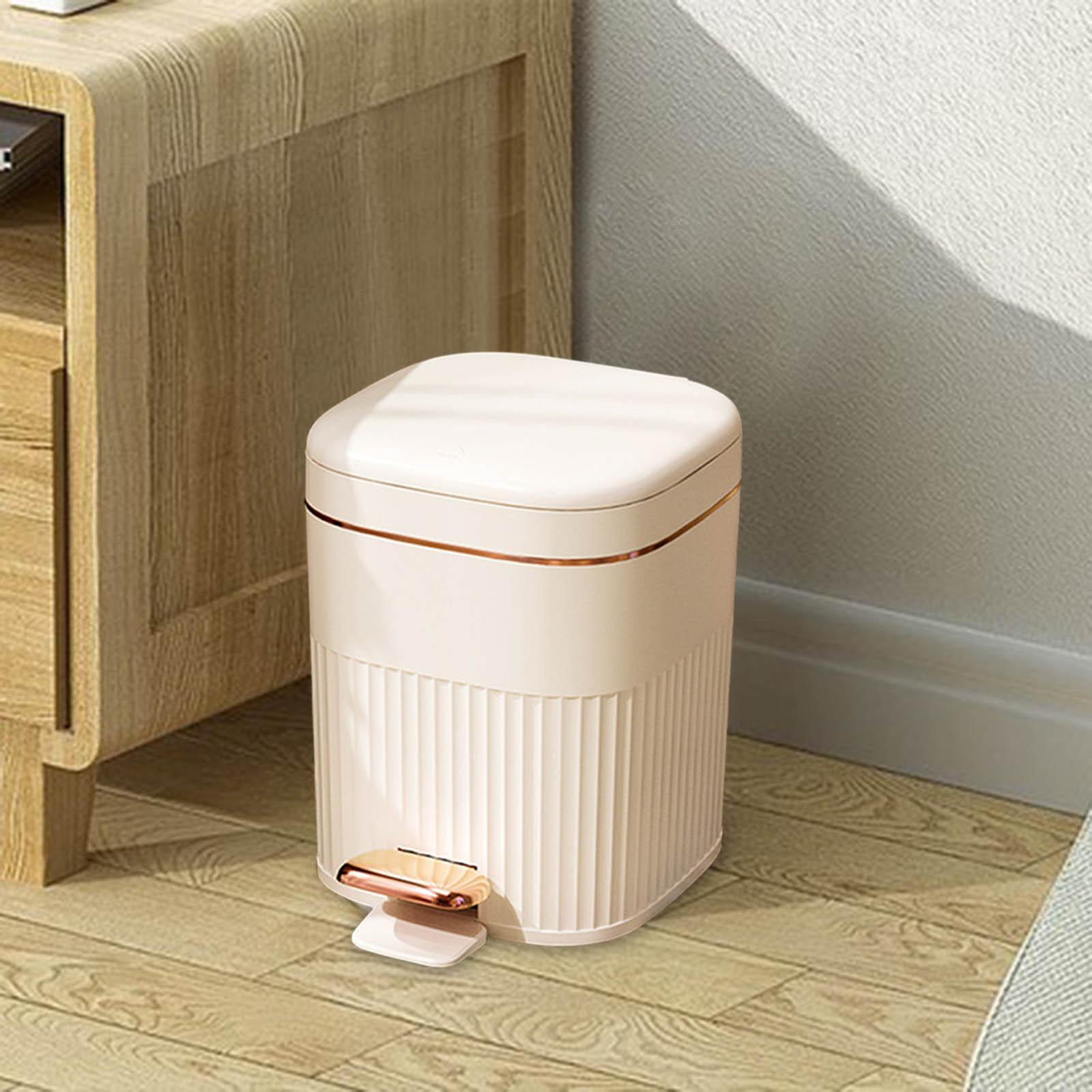 Kitchen Waste Basket Rectangular Step on Trash Can for Study Sunroom Bedroom