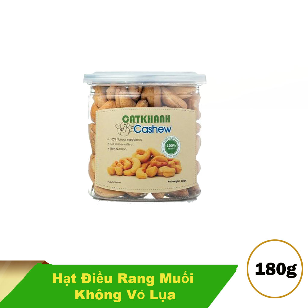 Hạt điều rang muối không vỏ lụa Cát Khánh hũ 180g