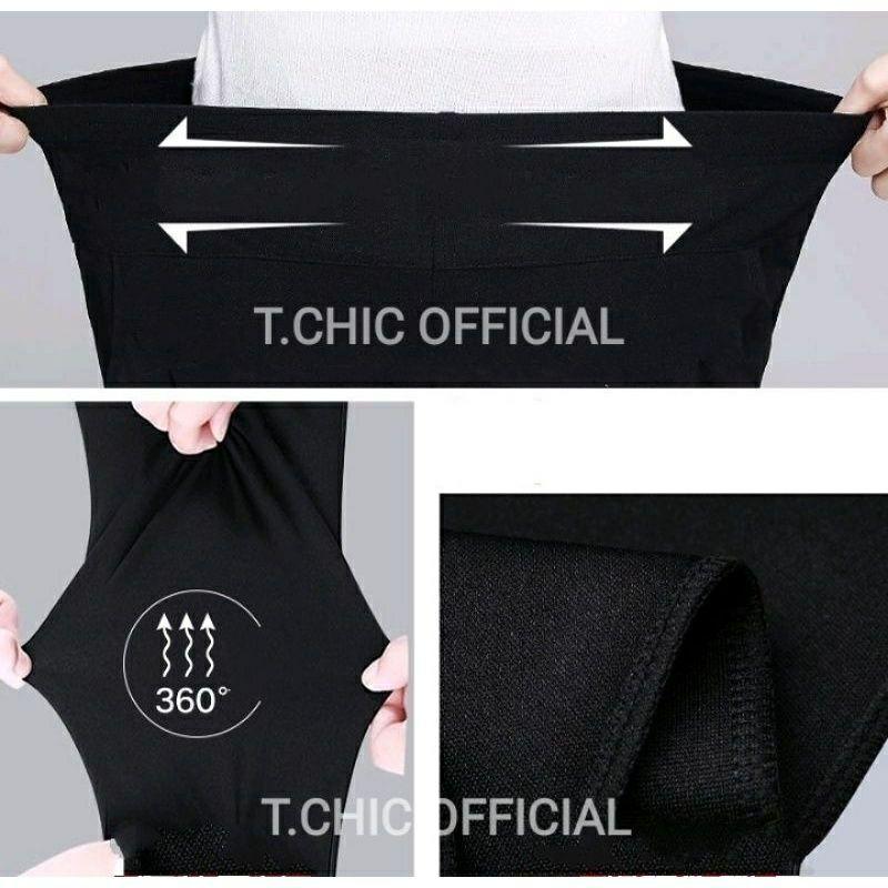 Quần tây nữ thun tăm ống đứng lưng chun màu đen