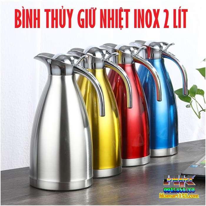 Bình giữ nhiệt inox dung tích 2 lít dùng đựng nước, cafe