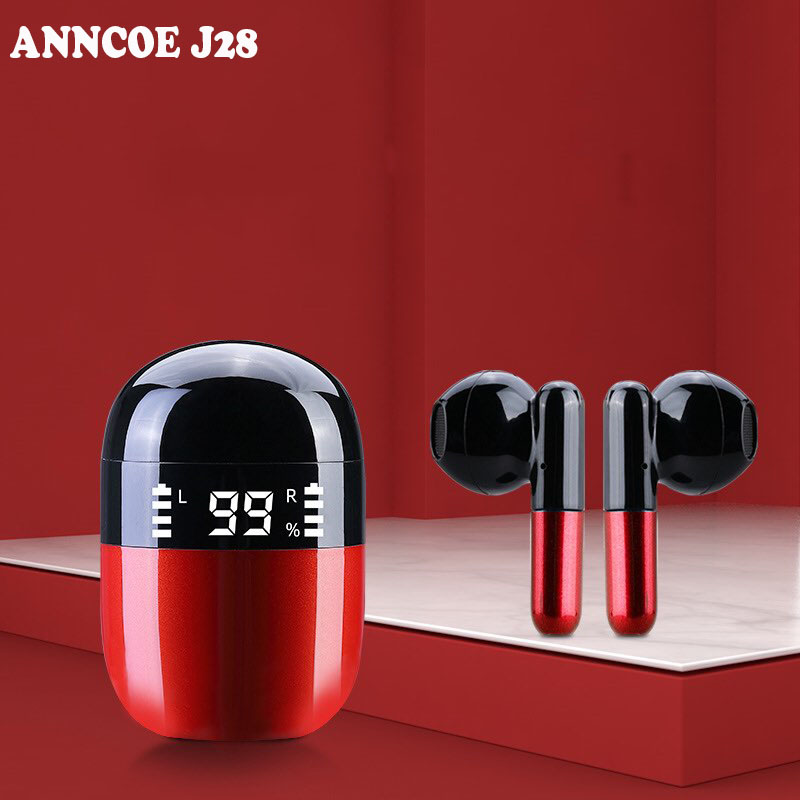 Tai nghe bluetooth không dây Anncoe TWS EARBUDDS J28 True Wireless thiết kế trẻ trung, cá tính – Định vị - Cảm ứng – Thời gian sử dụng lên tới 4h - Hàng nhập khẩu