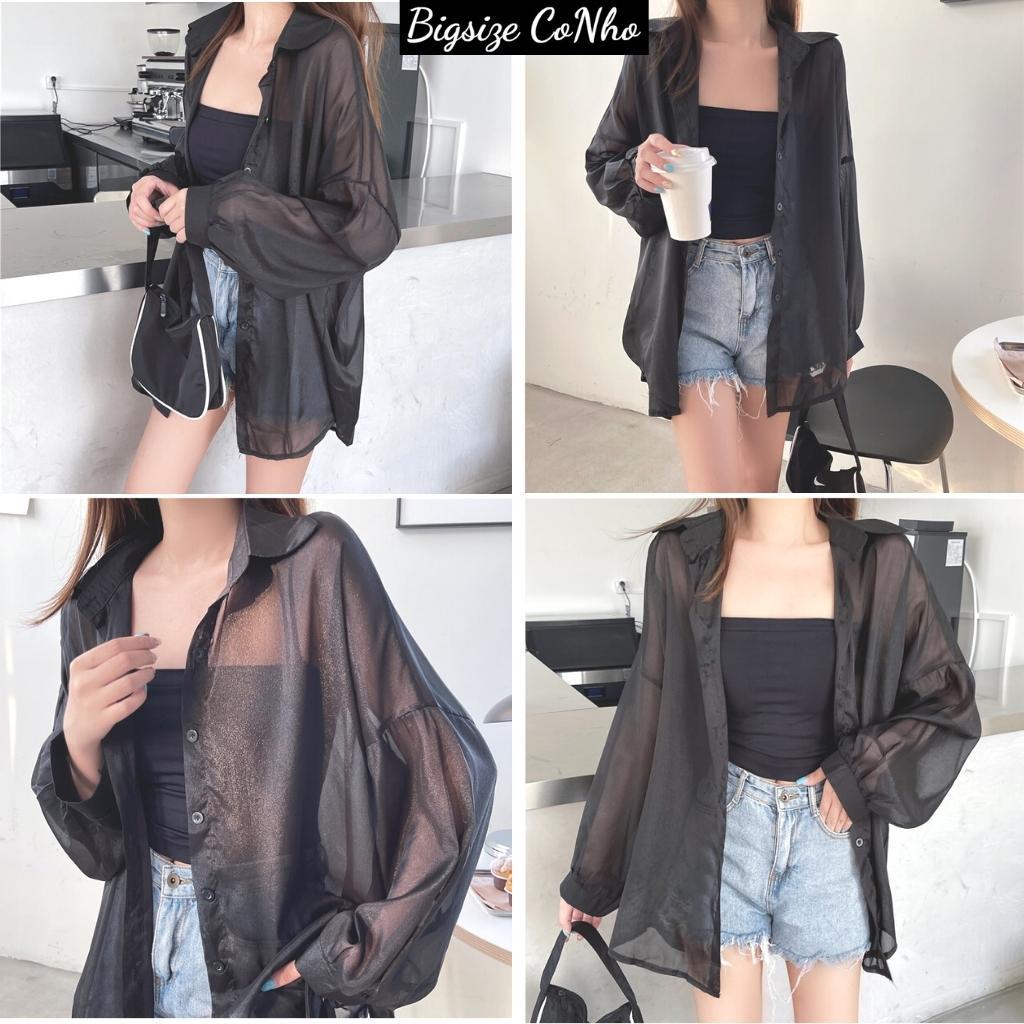 Áo sơ mi voan mỏng tay dài bigsize nữ SM VOAN - Màu Đen