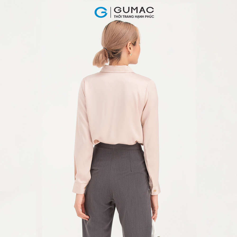 Áo sơ mi nữ GUMAC AB708 tay dài vải lụa mềm mại