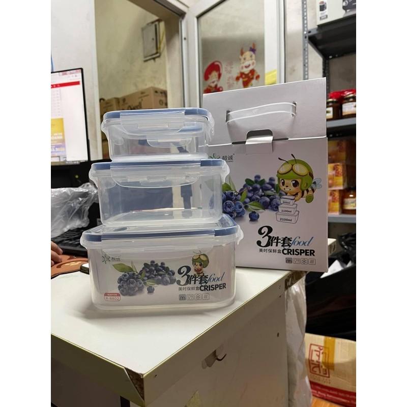 Bộ 3 hộp thực phẩm cao cấp 8802 nhập khẩu đài loan_ 2100ml,1100ml,500ml