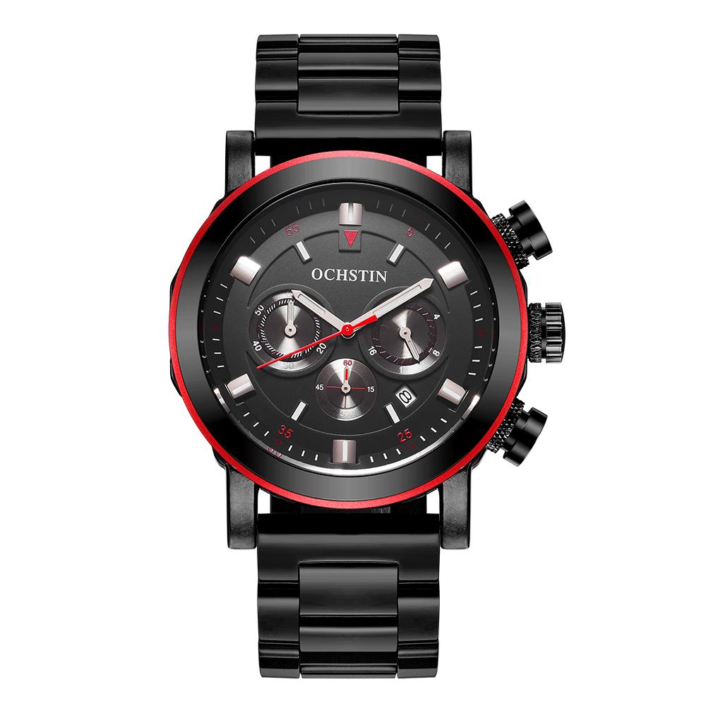 Đồng hộ nam thời trang OCHSTIN Thép không gỉ Chronograph Chống nước Phong cách thể thao + Hộp - Đỏ