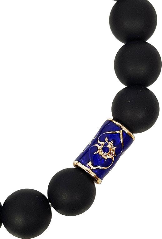 Vòng Tay Đá Nham Thạch Mix Thạch Anh Tóc Đen Mệnh Thủy Charm Quả Cầu Xanh Laliz NR.02