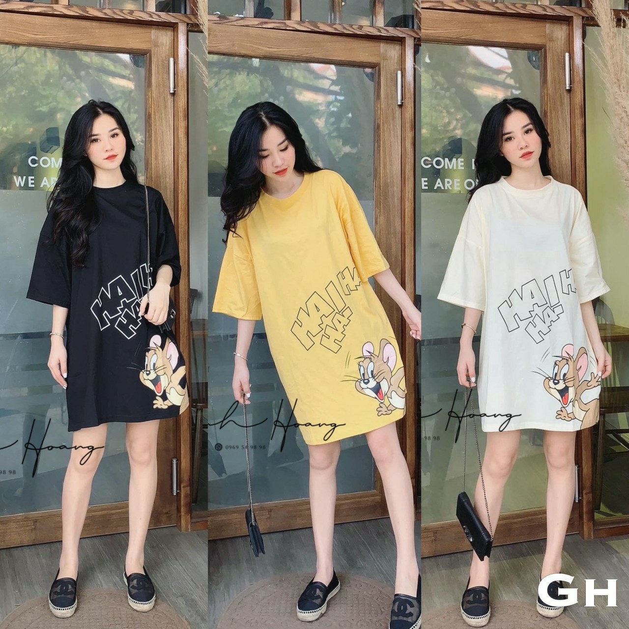váy suông, đầm suông nữ in hình chú chuột jerry haha cá tính