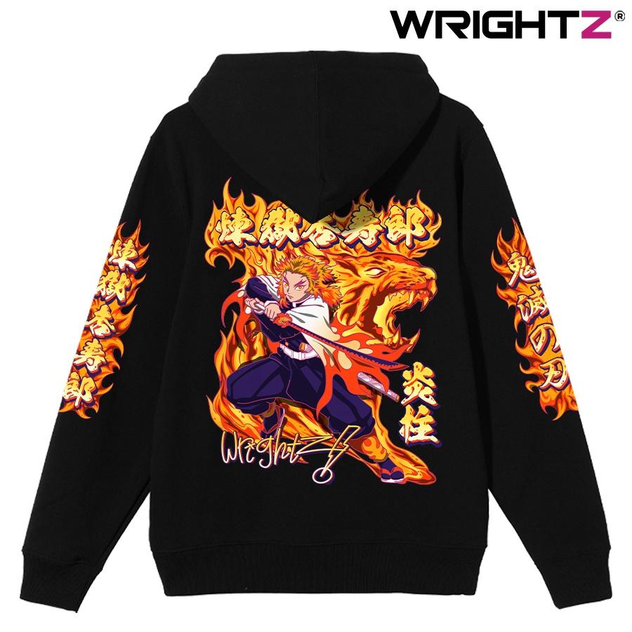 Áo hoodie Wrightz anime demon slayer Kimetsu no Yaiba Rengoku Kiyojuro unisex oversize