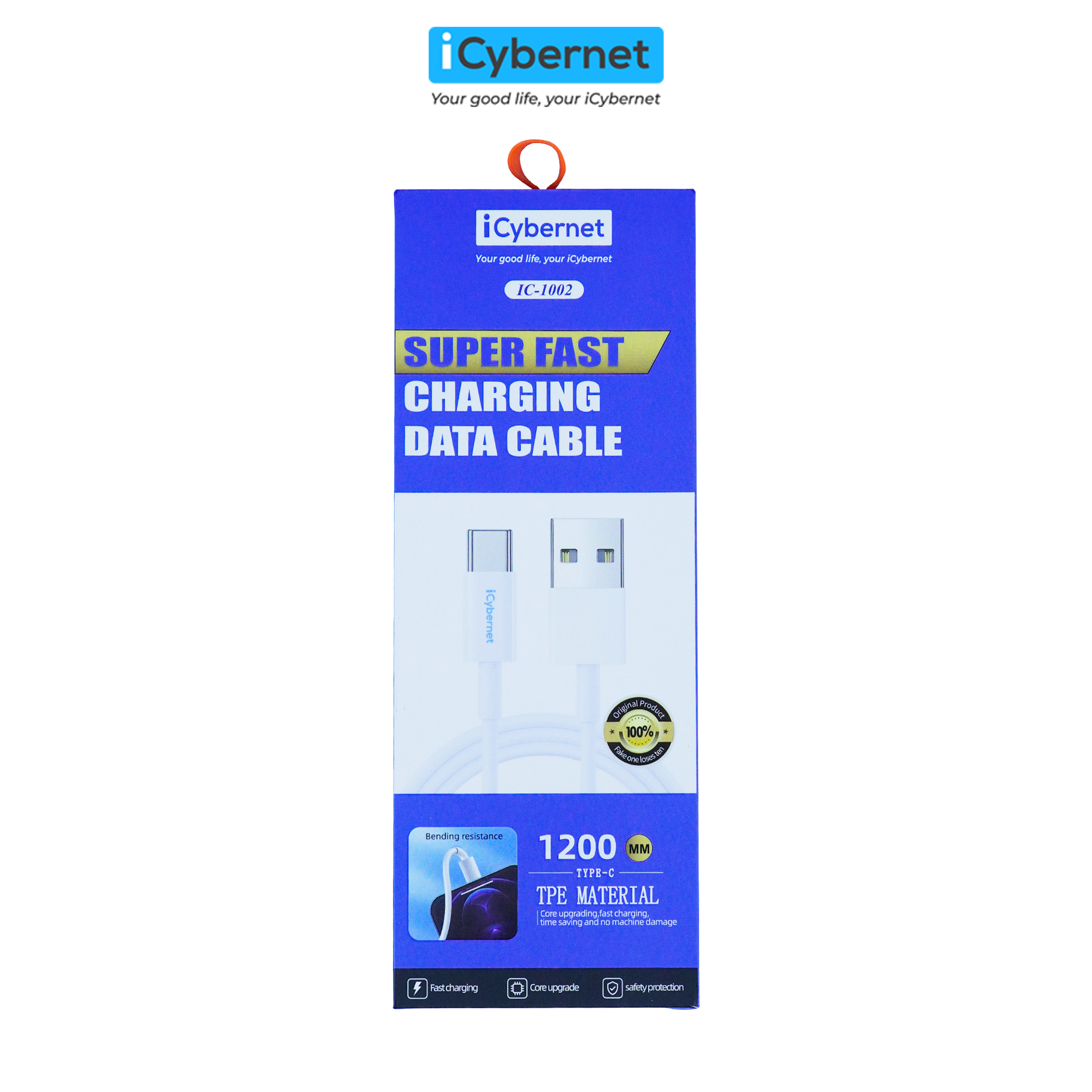 Cáp sạc và truyền dữ liệu 2.4A iCybernet IC-1002 USB to TypeC - Hàng chính hãng