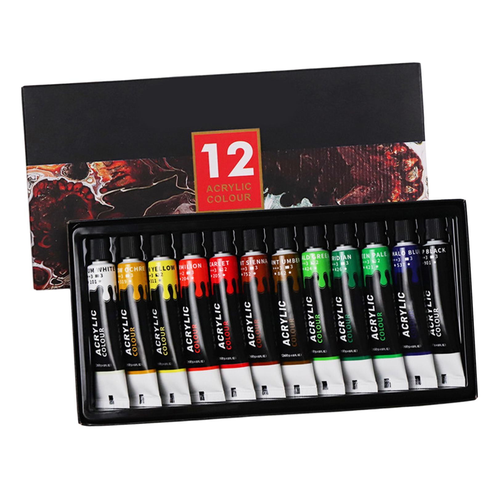 12ml Acrylic Paint Set Rich Pigments for DIY Crafts Art Supplies 12 colors