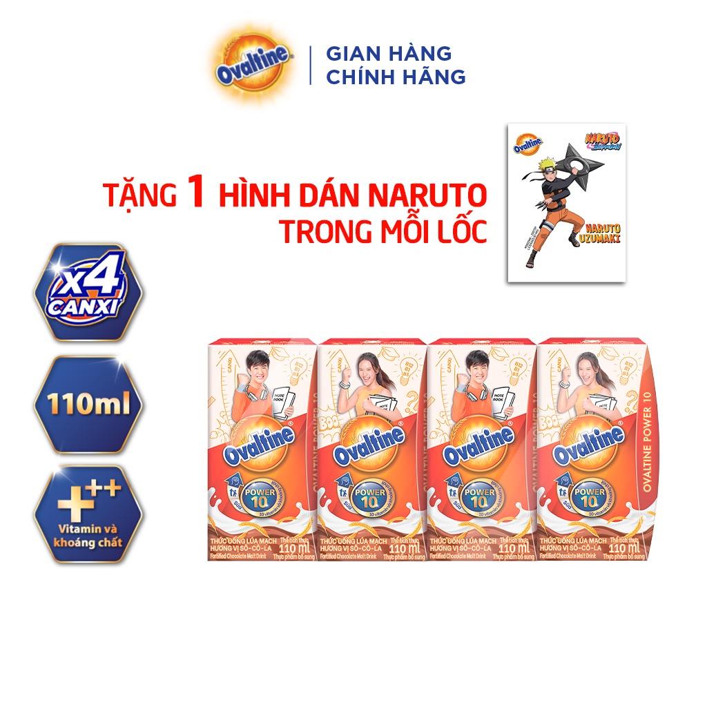 (TẶNG 1 HÌNH DÁN NARUTO trong mỗi lốc) Thùng 48 hộp Thức uống lúa mạch hương vị sô-cô-la Ovaltine POWER (110ml x 48)