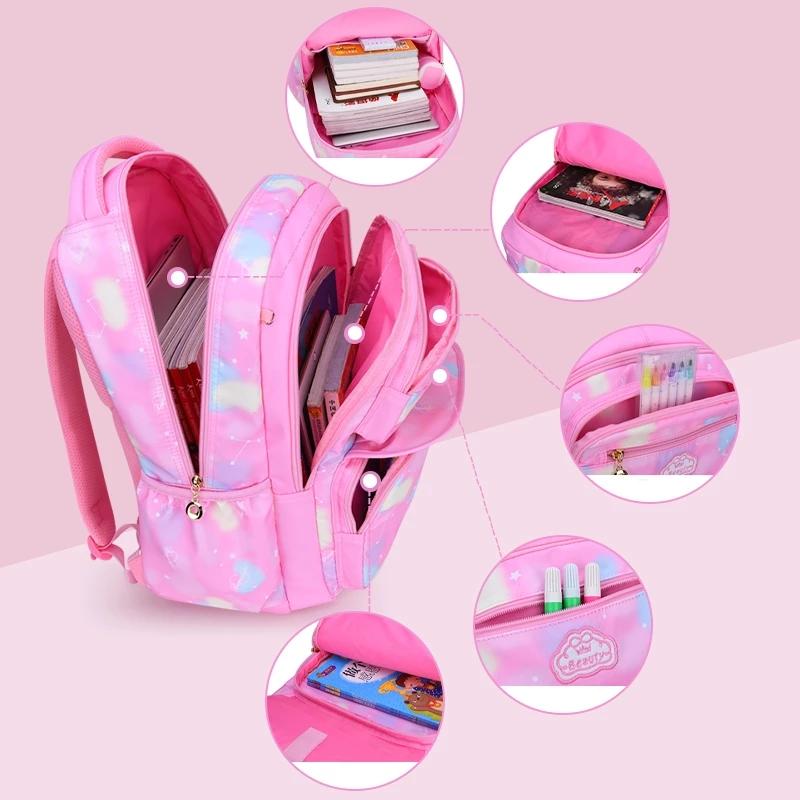 Cô Gái Dễ Thương Trường Túi Trẻ Em Trường Tiểu Học Ba Lô Tất Trẻ Em Túi Sách Công Chúa Schoolbag Mochila Infantil 2 Szies