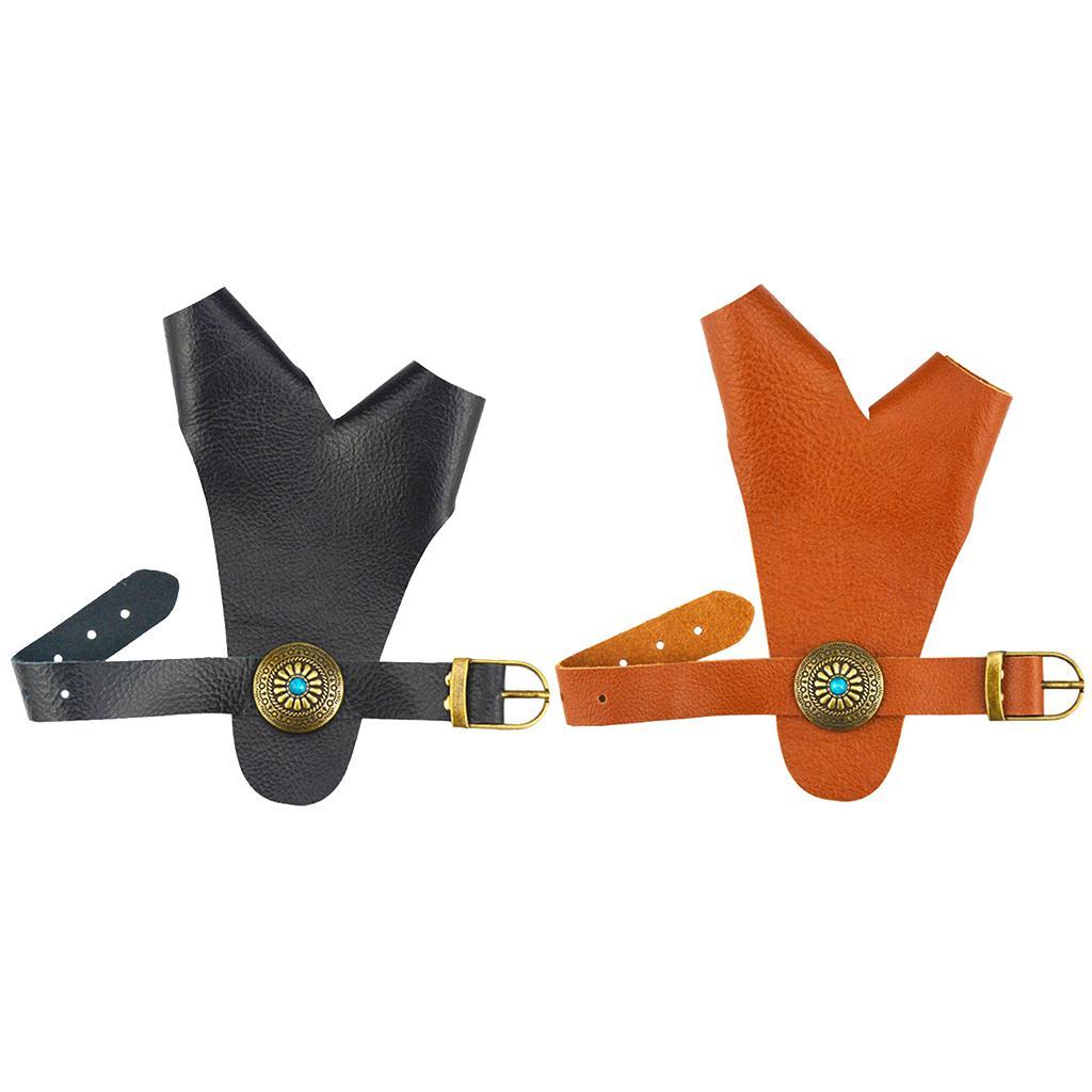 Archery Cow Leather Finger Tab Protector Gloves Arm Hand Guard Tool Black