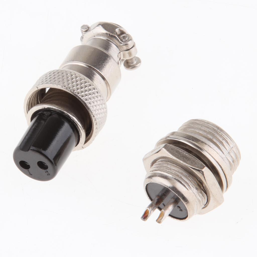2X Pair GX12 2Pins Waterproof Male Female Panel Metal Aviation Wire Connector