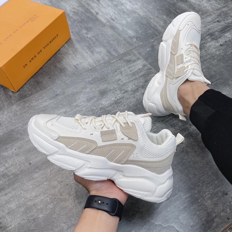 Giày thể thao nam, giày sneakers nam màu kem nâu S29