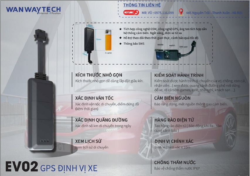 Định vị GPS ô tô, xe máy Wanway EV02