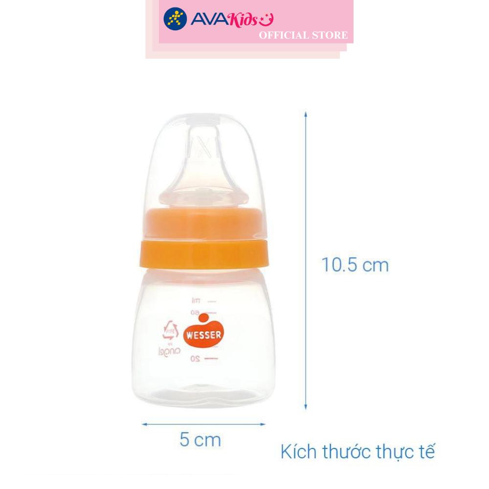 Bình sữa nhựa PP Wesser TBSPPW60 cổ hẹp 60 ml (0 - 3 tháng)