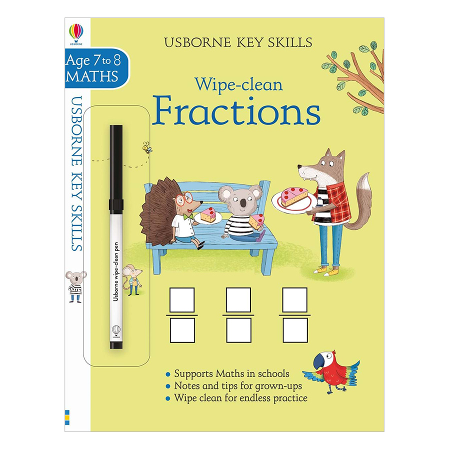 Sách tẩy xóa tiếng Anh - Usborne Usborne Key Skills Wipe-clean Fractions 7-8