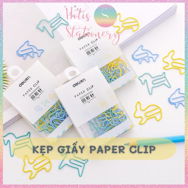 Set 12 kẹp giấy paper clip hình thú dễ thương, kẹp kim loại văn phòng