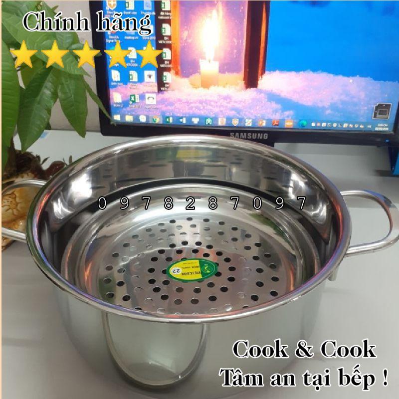 Vỉ hấp inox cách thủy size 20, 22, 24 cm có chân đế, xửng hấp