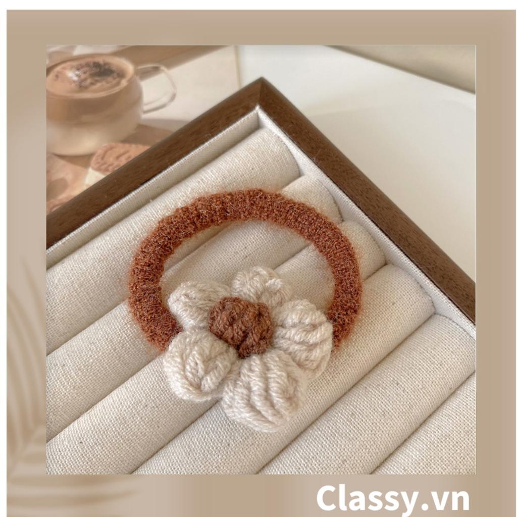 Dây cột tóc Classy Đính Hoa Bằng Len Phong Cách Hàn Quốc PK309