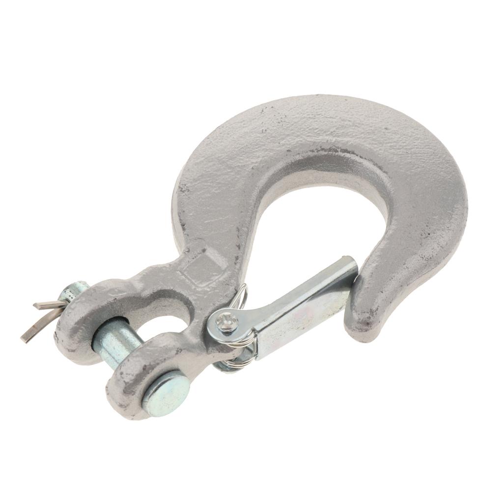 1/4 Inch Lifting Chain Hook 304 Stainless Steel Fork Head  Hook with Safety Lock for Upgrading The ATV Trailer for Towing Winch