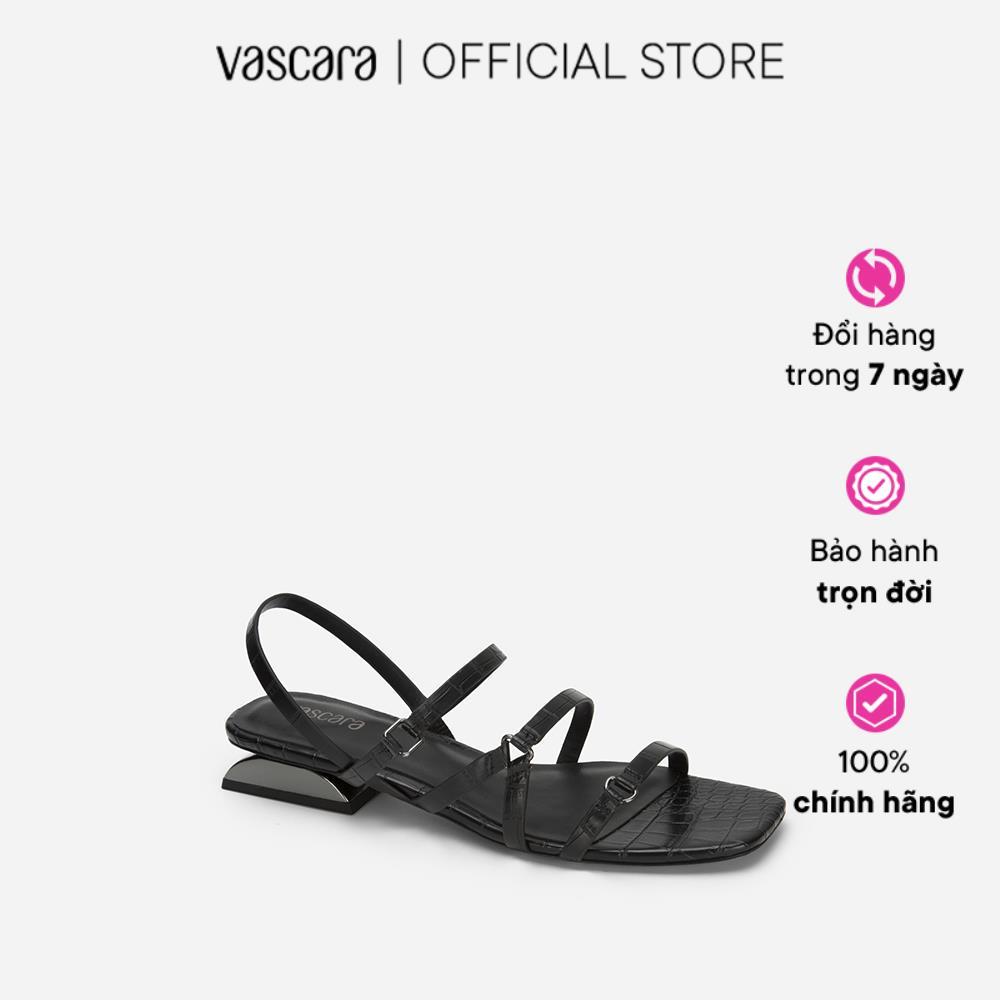 Vascara Giày Sandal Vân Da Cá Sấu Gót Trụ Bán Nguyệt - SDK 0322