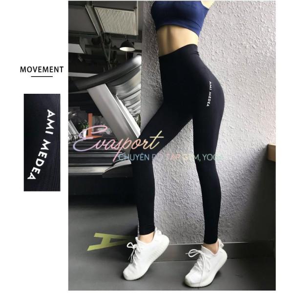 Quần legging cap cao tập gym yoga aerobic nữ AMI MEDEA vải dệt kim co giãn tốt mặc ôm dáng nâng mông tôn vòng 3