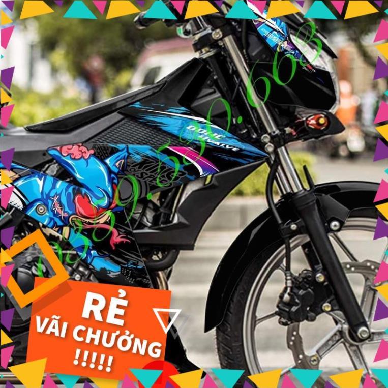 Tem rời Satria đen - mẫu Sonic xanh cực ngầu - đổi Raider inbox