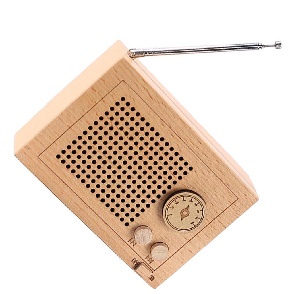 Wooden Music Box Retro Clockwork Radio Desktop Decoration Gift