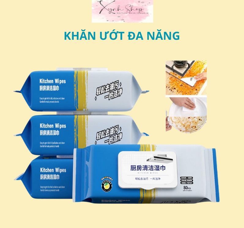 [KoSuyTu] Giấy Ướt Lau Bếp Đa Năng -  Hương Chanh Thơm Mát Không Độc Hại - Gói 80 Tờ Siêu To