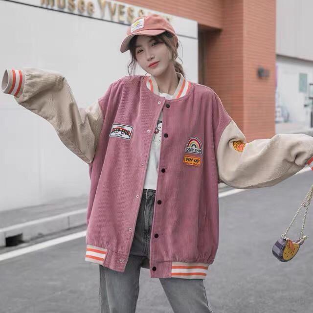 Áo khoác bomber jackets chất nhung - Form Rộng Phong Cách Ulzzang (Có Ảnh Thật)