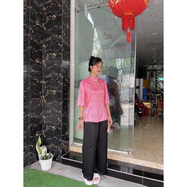áo cổ tàu gấm tết, thời trang lụa cao cấp đi chùa