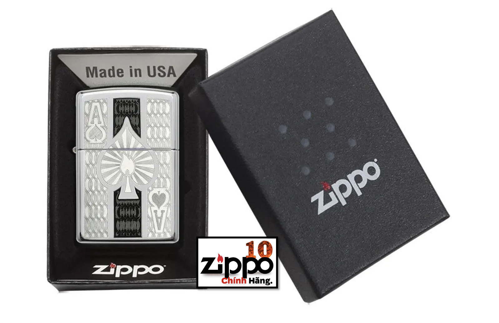 Bật lửa Zippo 24196 Intricate Spade Design - Chính hãng 100%