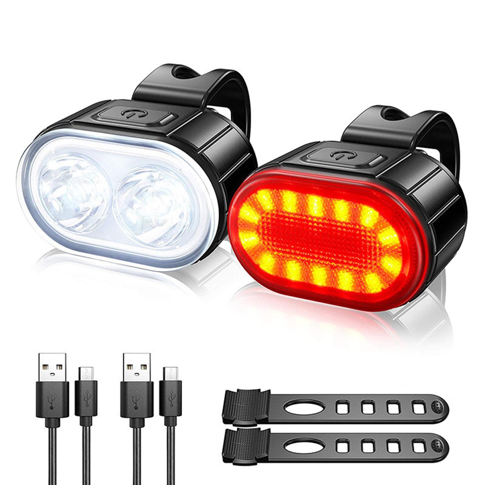 Đèn pha USB có thể sạc lại gắn phía sau hoặc trước, chống nước IPX4 Đèn LED an toàn cho xe đạp