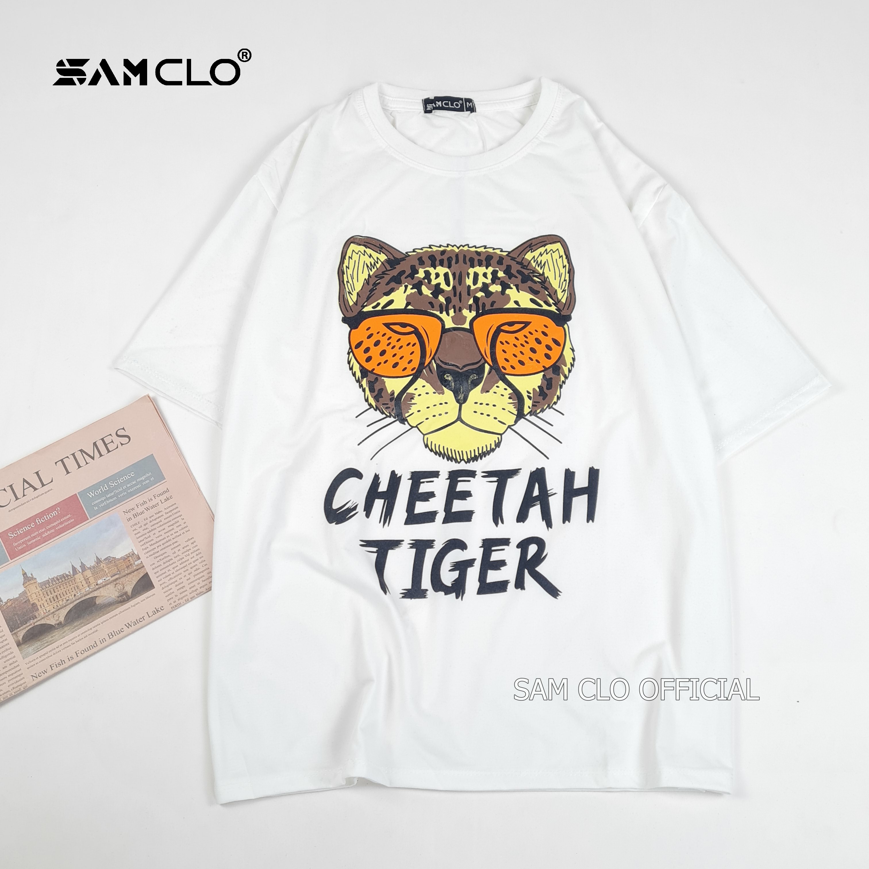 Áo thun tay lỡ nam nữ SAM CLO phông form rộng dáng Unisex, mặc lớp, nhóm, couple in hình ĐẦU CỌP chữ TIGER