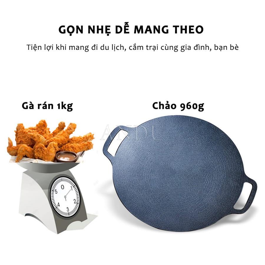 Chảo Đá Nướng Hàn Quốc Chống Dính Không Cần Dầu Ecoramic Size 34cm, Vỉ Nướng BBQ Chống Dính Chống Gỉ An Toàn Sức Khỏe