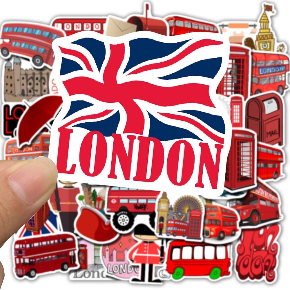 Set 50 Cái STICKER Xe Buýt London Chống Thấm Nước Trang Trí Điện Thoại , Laptop , Vali Siêu Cute