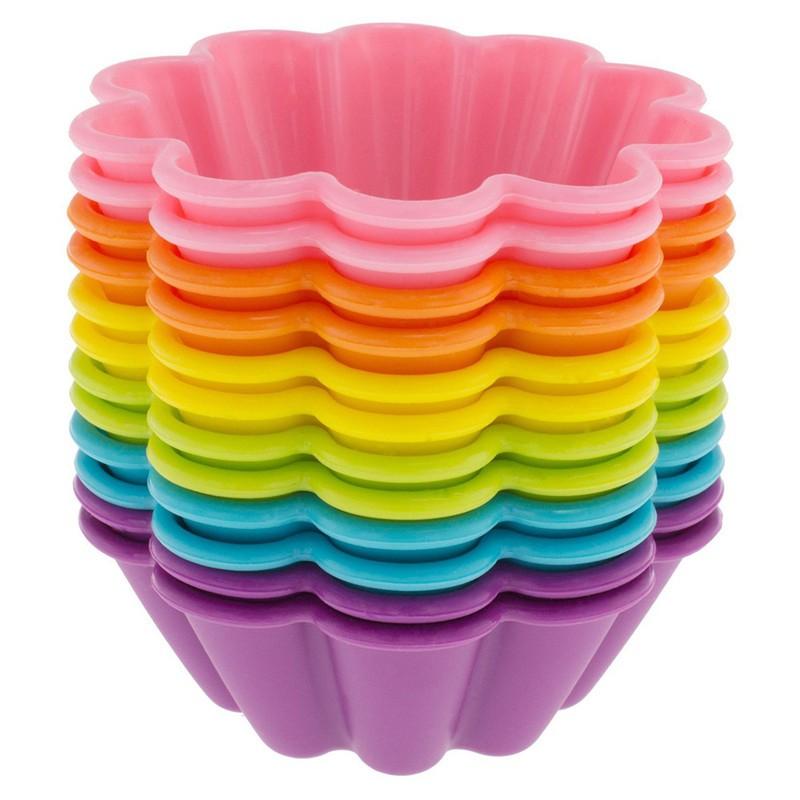 Set 10 khuôn cupcake silicon hình hoa cúc 73mm