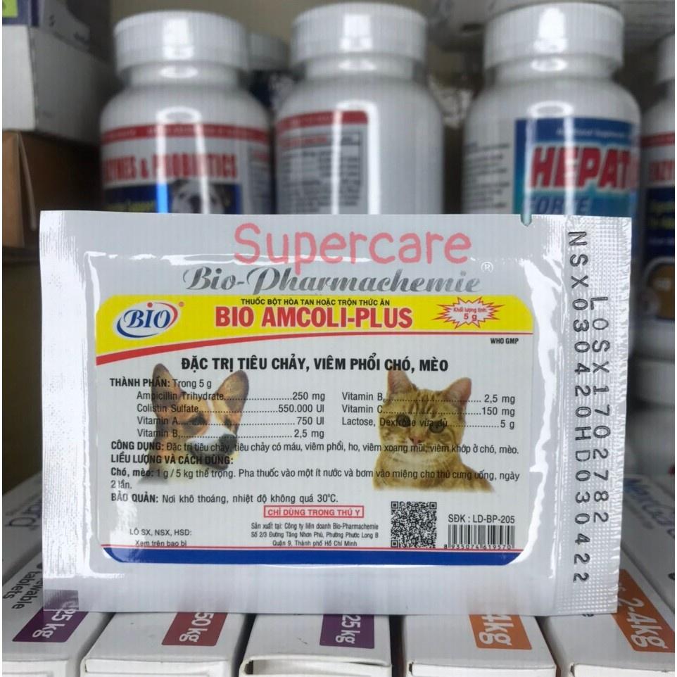 Bio Amcoli-plus gói 5g - Hỗ trợ kiểm soát viêm phổi, tiêu chảy ở chó và mèo