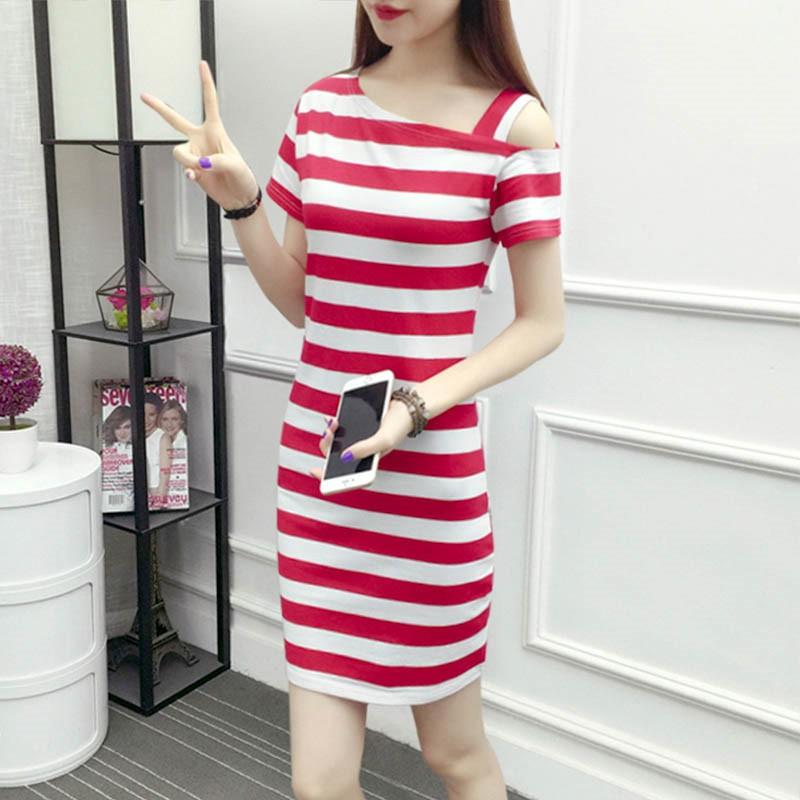 Đầm suông sọc ngắn tay